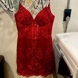 Red Sparkly Stacees homecoming dress size 6